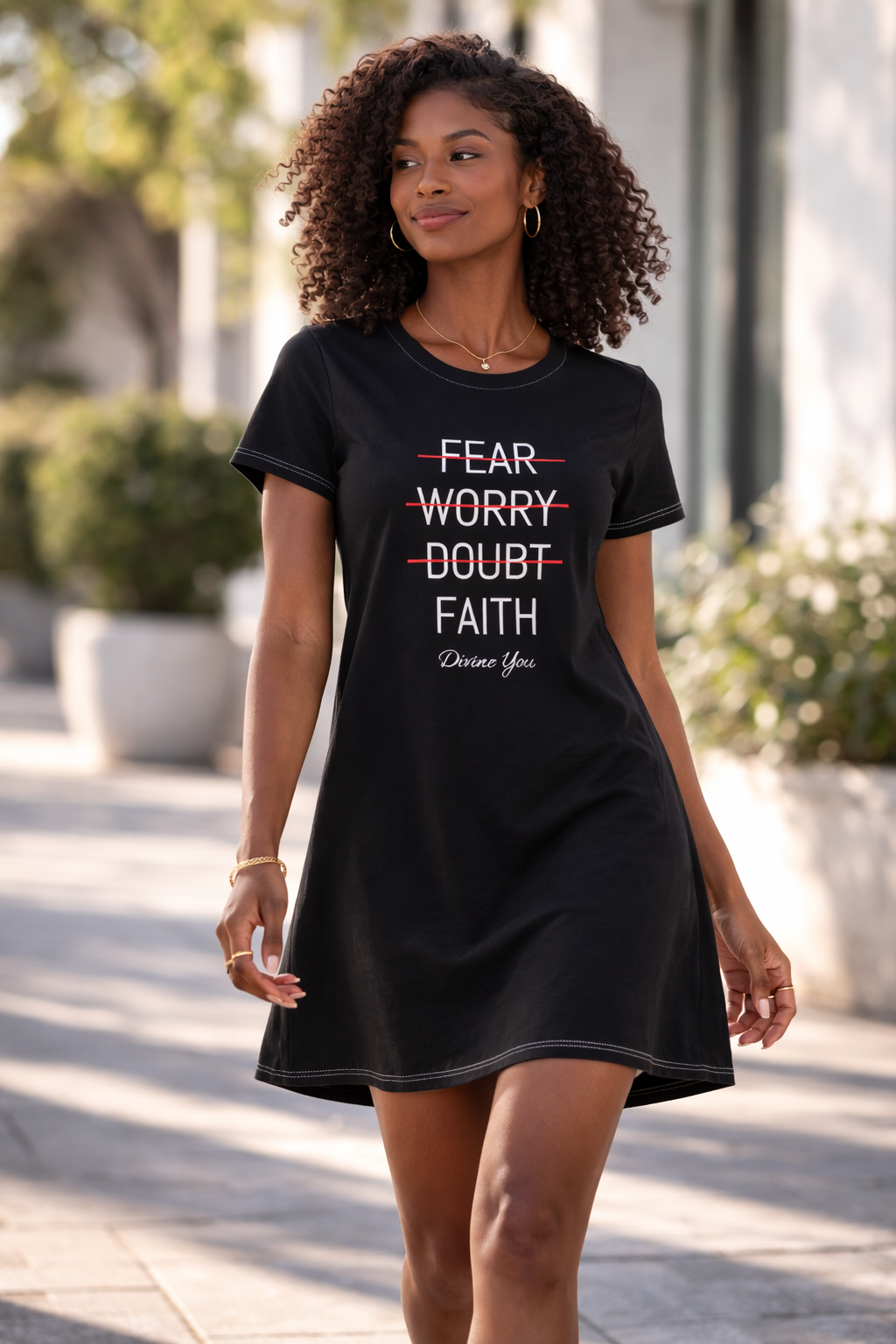 Faith Over Fear T-Shirt Dress